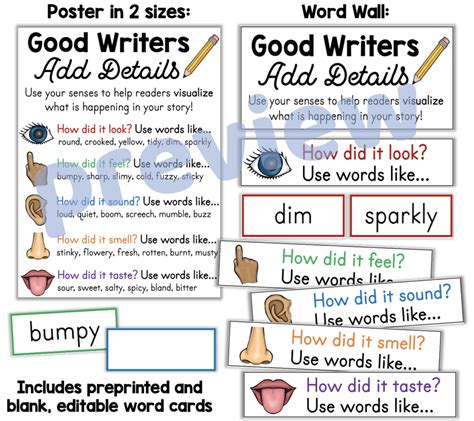 Adding Details Descriptive Words Poster Word Wall Made By Teachers
