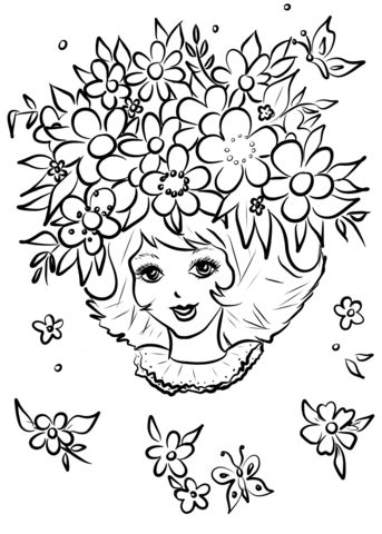 Today there are many flowers and ornamental plants that have charming colors. Girl with Flower Crown coloring page | Free Printable ...