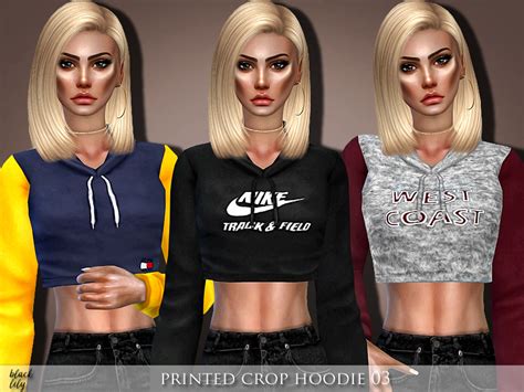 The Sims Resource Printed Crop Hoodie 03