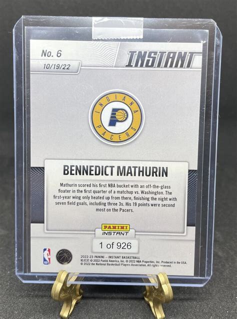 2022 23 PANINI NBA INSTANT 6 PACERS BENNEDICT MATHURIN DEBUT SP 1 926 EBay