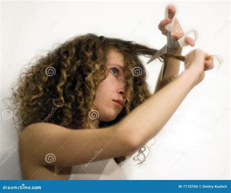 Girl Cutting Hair Stock Photo Image Of Hands Beautiful 7170704