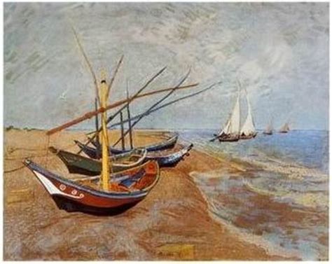 Vincent Van Gogh Impressionist Boat Seascape Canvas Reproduction Boats At Saint Maries