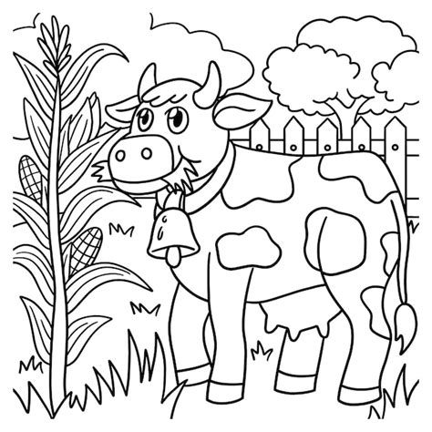 Página para colorir de vaca para crianças Vetor Premium