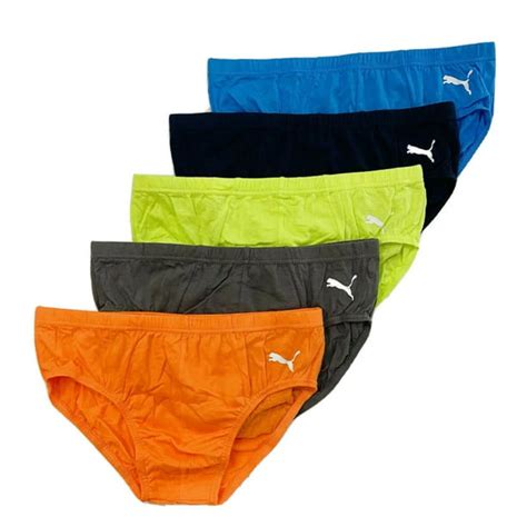 Puma Puma Mens Brief Pack 5 Orange Blue Sz Small Underwear X5