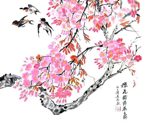 Chinese Cherry Blossom Painting 2359002 50cm X 60cm19〃 X 24〃