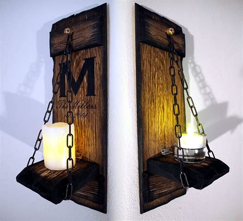 Rustic Candle Sconces Set Of 2 Primitive Country Home Decor