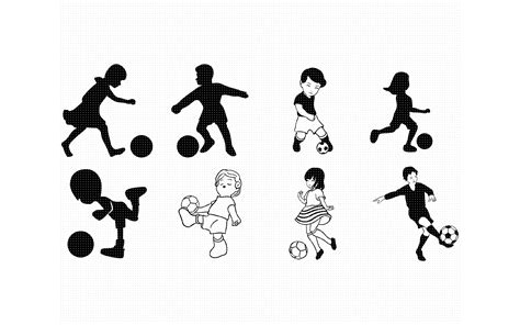 Little Boy And Girl Playing Soccer Football Svg Dxf Png Eps By