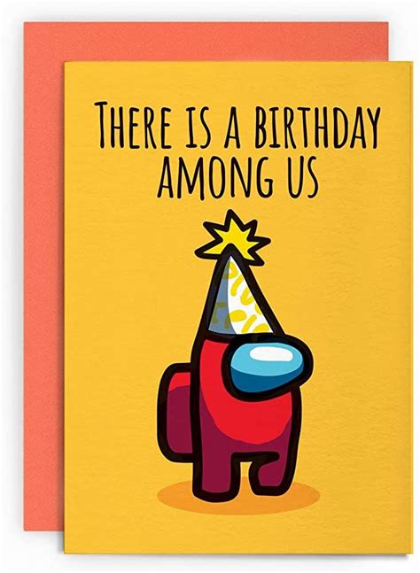 Among Us Kids Birthday Card – Cute Greetings Card for Gamers - There is