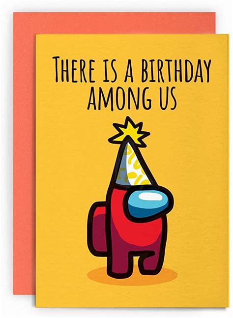 Among Us Kids Birthday Card – Cute Greetings Card for Gamers - There is