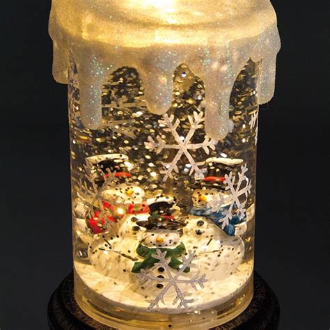 Led Candle With Snowman Snow Globe Apollobox