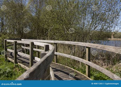 Wooden Walkway At Somerset Wildlife Wetlandssomerset Uk Stock Image