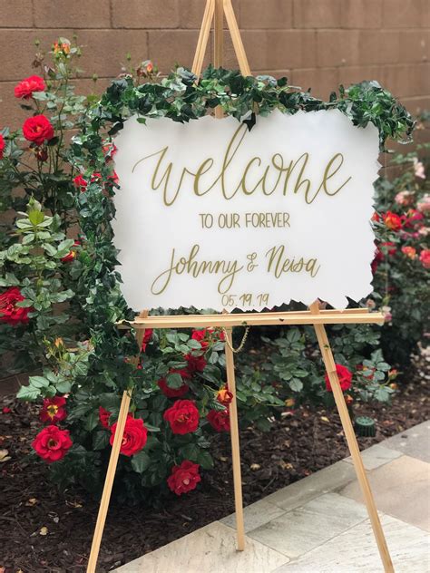 Back Painted Acrylic Wedding Welcome Sign Bridal Shower Sign Etsy In