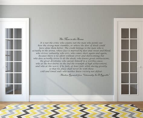 Man In The Arena Large Wall Decal Theodore Roosevelt Quote Etsy