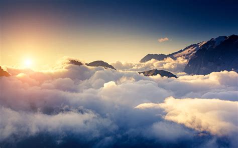 Clouds Over The Sky And Mountains Scalable Custom Wall Mural