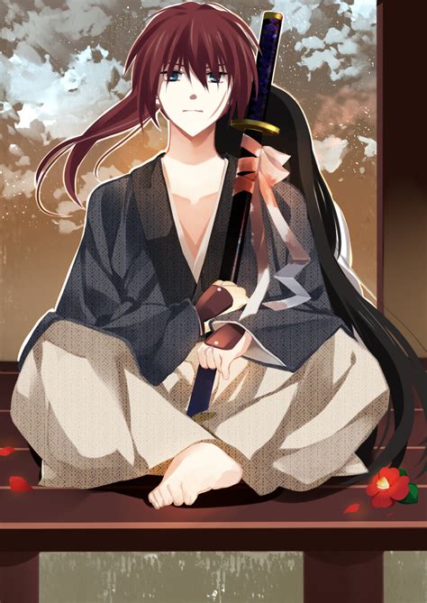 Rurouni Kenshin Highres Boy Barefoot Japanese Clothes Katana Male Focus On Floor