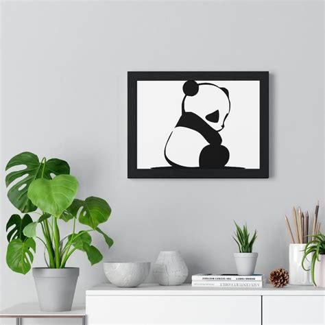 Shy Panda Bear Wall Art Décor Premium Framed Horizontal Poster
