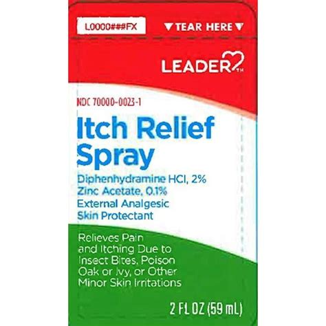 Leader Itch Relief Spray Diphenhydramine Hcl 2 And Zinc Acetate 01