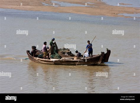 Myanmar Burma Bagan Ayeyarwady Irrawaddy River Scene Stock Photo