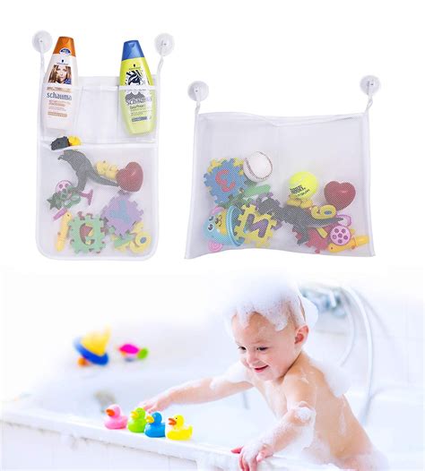 Mesh Hanging Shower Bath Toiletry Bag Bathroom Organiser With Suction