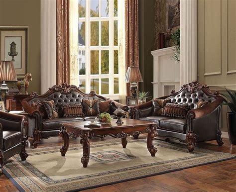 Vendome Elegant Victorian Style Formal Living Room Set Rich Cherry