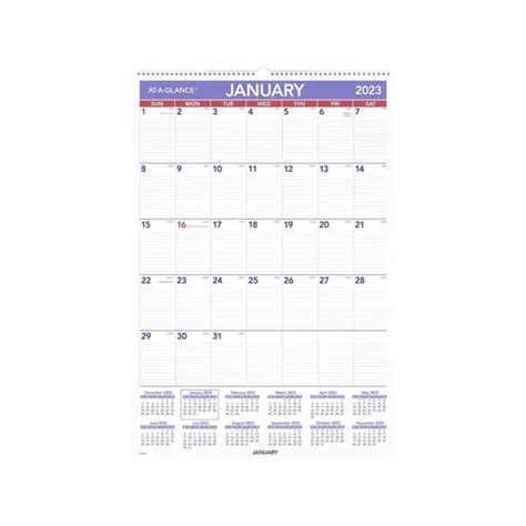 2023 At A Glance 20andand X 30 Monthly Wall Calendar Whitepurplered