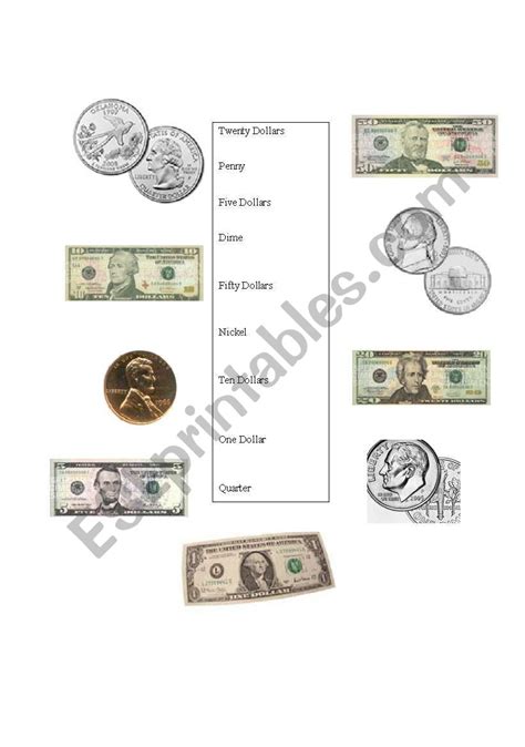 English Worksheets Usa Currency And Coins