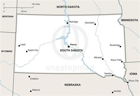Vector Map Of South Dakota Political One Stop Map