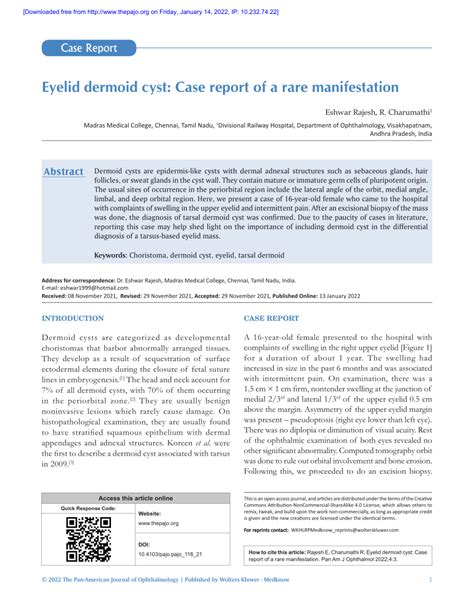 Pdf Eyelid Dermoid Cyst Case Report Of A Rare Manifestation
