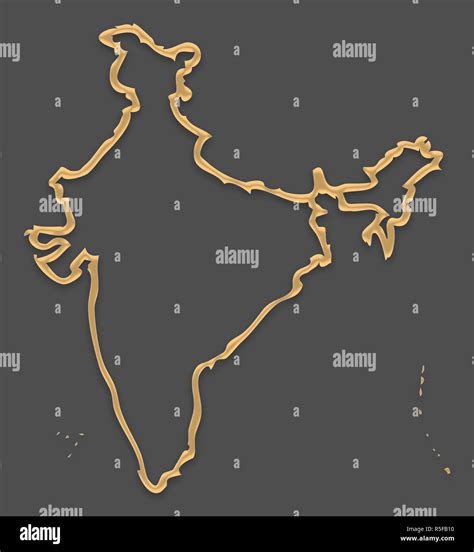 Mapa De La India En El Marco De Imagen Mirar Con Marrón Dorado Contorno