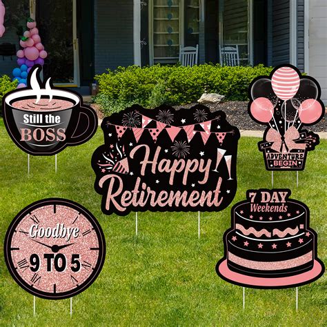 Buy Watinc Set Of 5 Happy Retirement Yard Signs With Stakes Rose Gold
