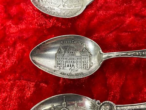 Collection Of Six Antique Sterling Silver Souvenir Spoons Total Weight