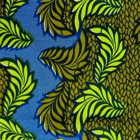 Bold Leaf Motif 100 Cotton African Wax Print Fabric Ananse Village