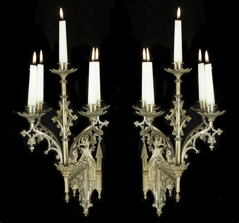 Shop skeleton and skull lamps to add macabre mood lighting. Pugin Silver Plated Gothic Pair Wall Lights | Westland London