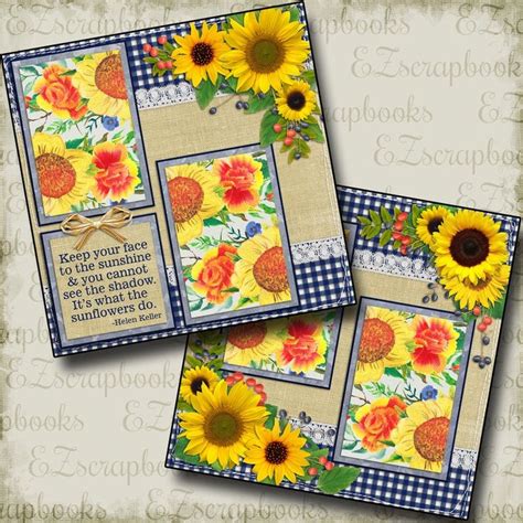 Sunflowers 2 Premade Scrapbook Pages Ez Layout 108 Etsy Premade