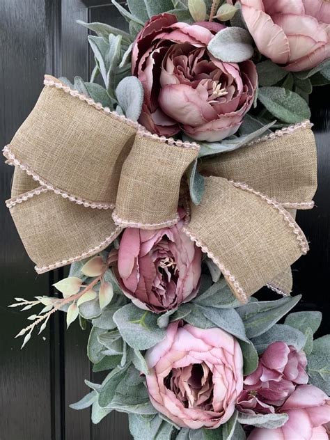 Spring Wreath For Front Door Spring Peony Wreath Peony Etsy Spring