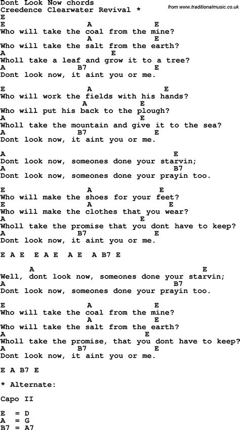song lyrics with guitar chords for don t look now