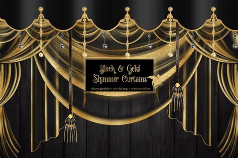 Black And Gold Curtains Clipart Illustrations ~ Creative Market