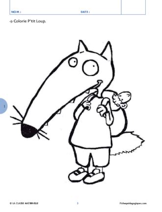Coloriage Mini Loup A L Ecole  idées de coloriage
