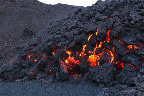 Aa Lava Aa Lava Front Glowing Molten Volcanic Rock Of