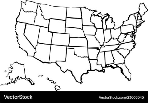 United States Map Drawing Map Vector
