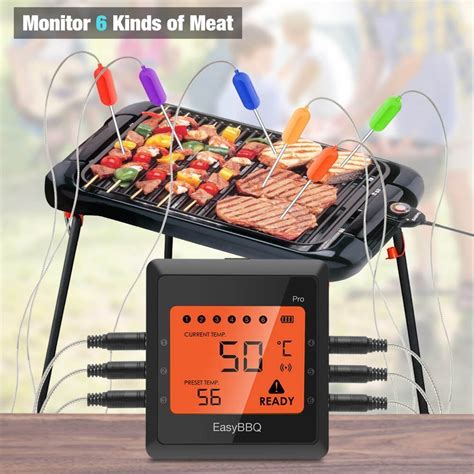 Easy Bbq Pro Smart Wireless Bbq Thermometer With Six Channels And Color