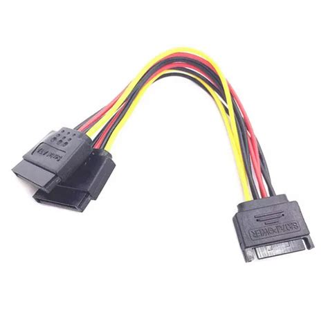 8 INCH 20CM 15 Pin SATA Male To Dual Female Power Splitter Extension