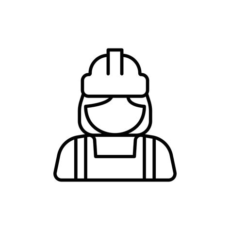 Female Construction Worker Icon Labor Builder Employee Hardhat