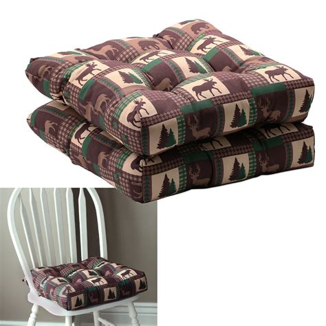 Rustic kitchen & dining room chairs : 2-Pack Rustic Cabin Kitchen Dining Chair Pad Reversible ...