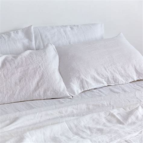 White Fitted Sheet 100 Linen Fitted Sheet In White In Bed Store