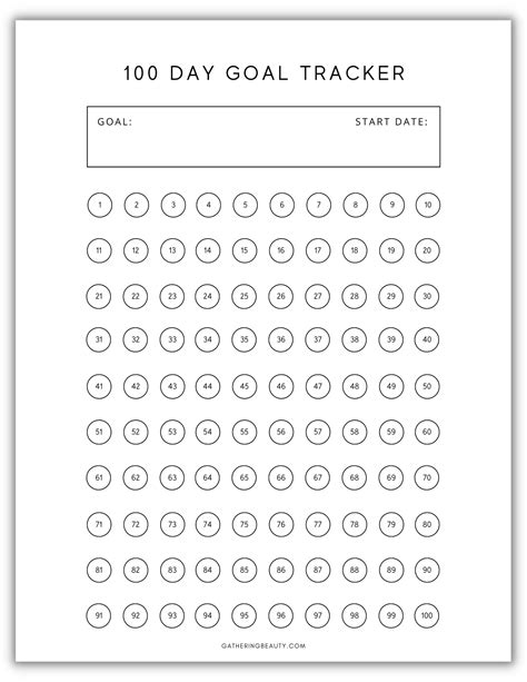 Free Printable 100 Day Goal Tracker — Gathering Beauty