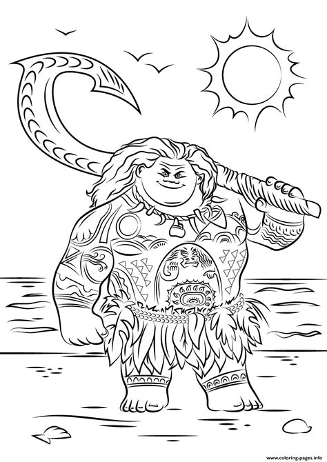 Pig pua is the girl's favorite pet. Maui From Moana Cool Coloring Pages Printable