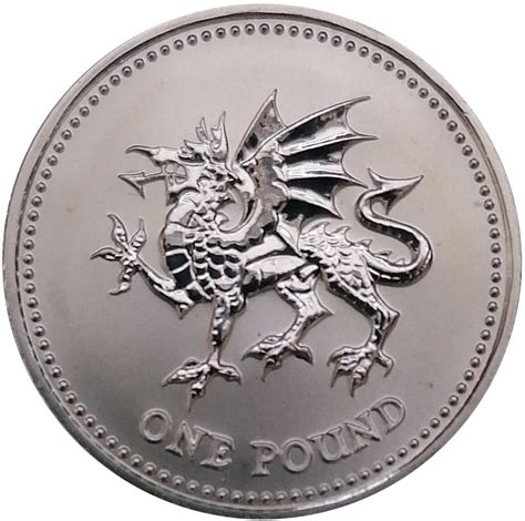 1 Pound Elizabeth Ii Welsh Dragon Silver Proof United Kingdom