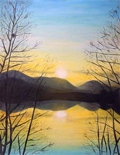 Sunset Mountain Painting By Ronald Haber Fine Art America