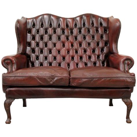 Chesterfield Chippendale Sofa Leather Antique Vintage Couch English For